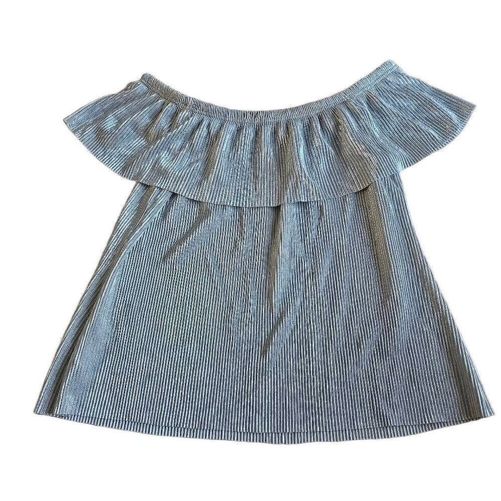 A.n.a womens Sz L silver of the shoulder blouse